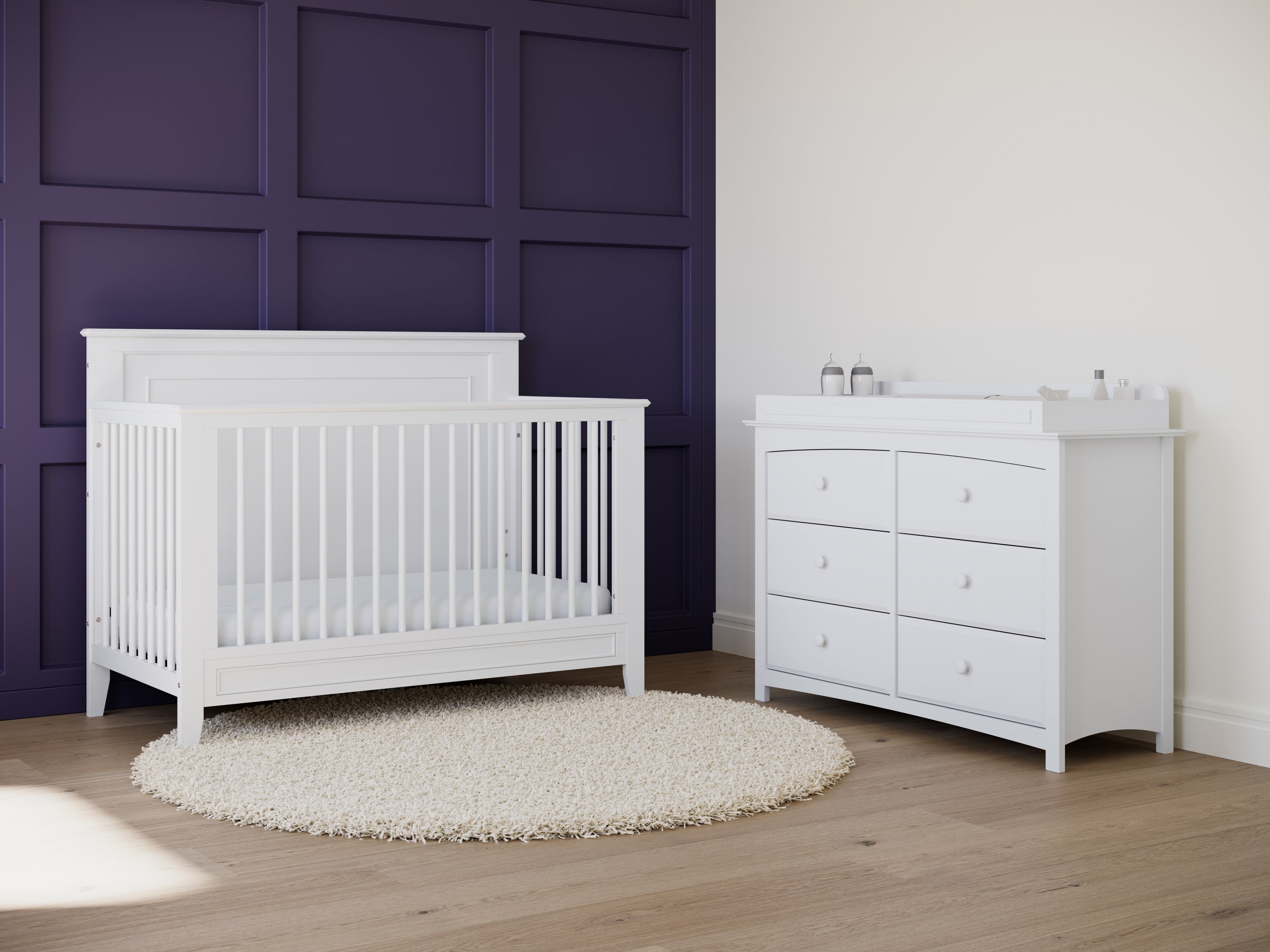Solstice 5-In-1 Convertible Baby Crib, White