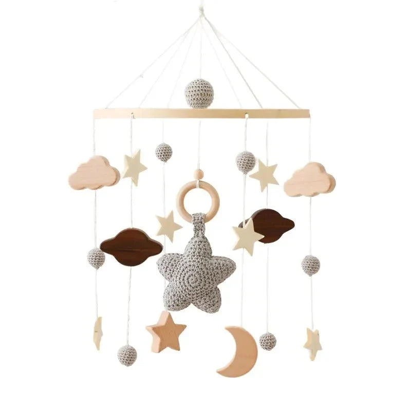 Wooden Baby Rattle Crib Mobile Holder for Newborns