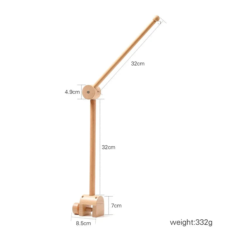 Wooden Baby Rattle Crib Mobile Holder for Newborns