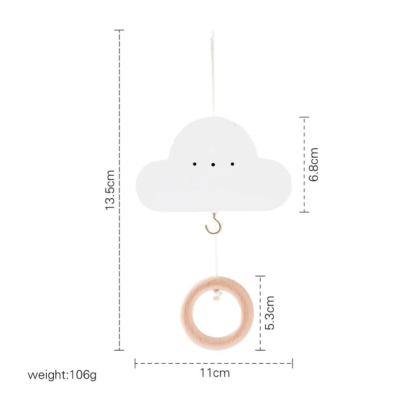 Baby Wooden Bed Bell Cartoon Rabbit Mobile