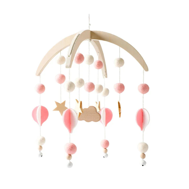 Baby Wooden Bed Bell Cartoon Rabbit Mobile