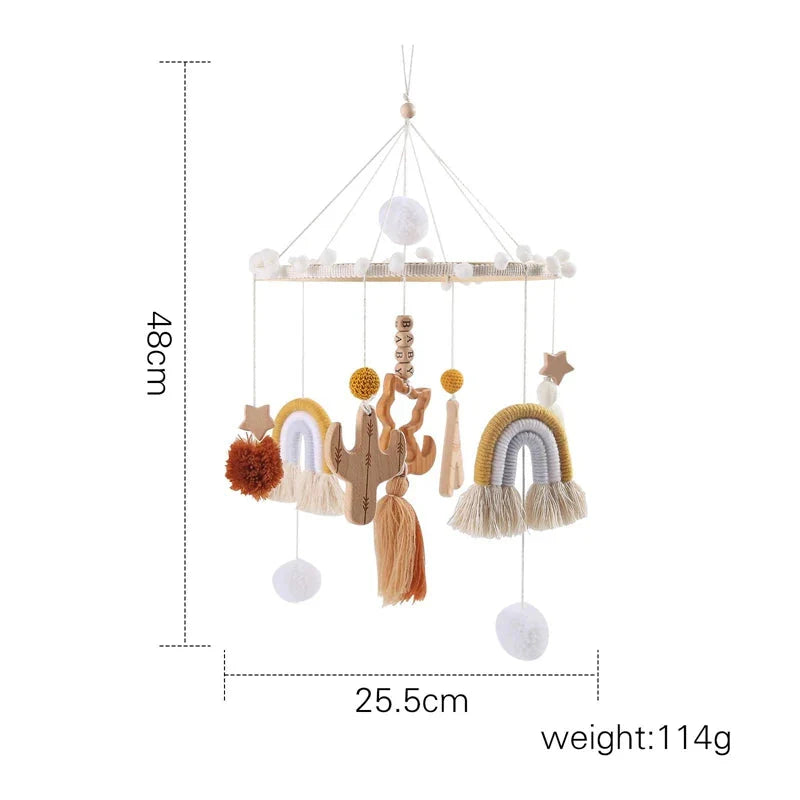 Baby Wooden Bed Bell Cartoon Rabbit Mobile