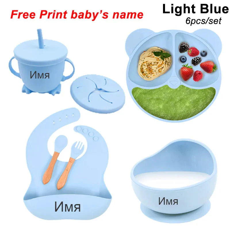 Silicone Baby Feeding Plate Set with Suction Bowl