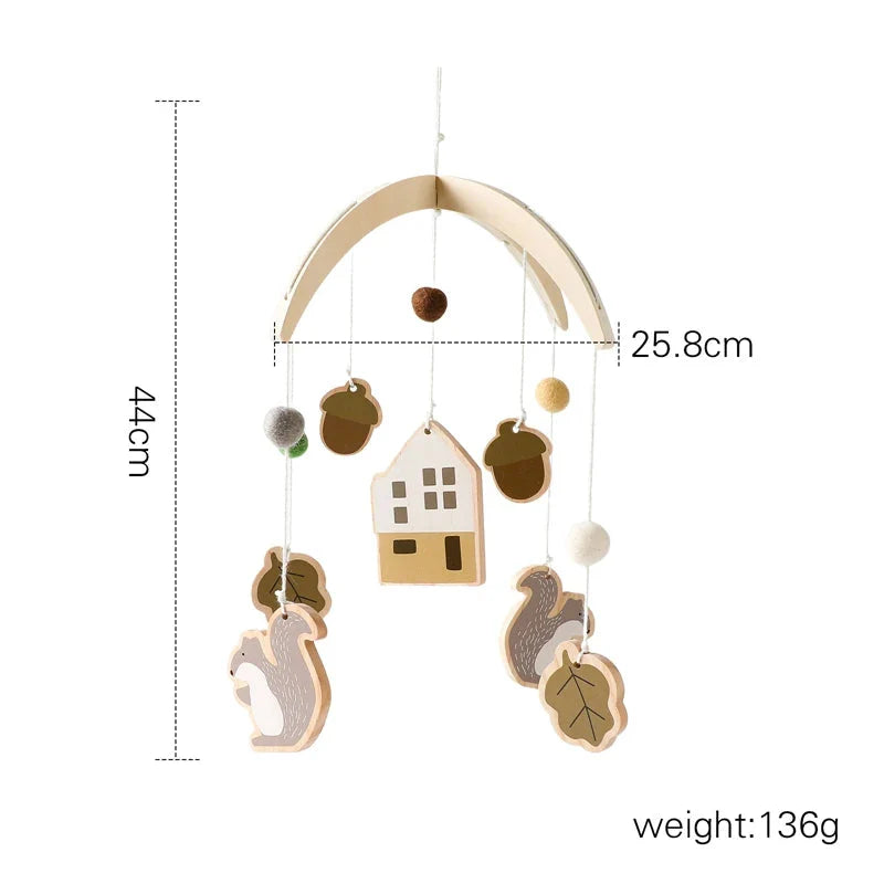 Baby Wooden Bed Bell Cartoon Rabbit Mobile
