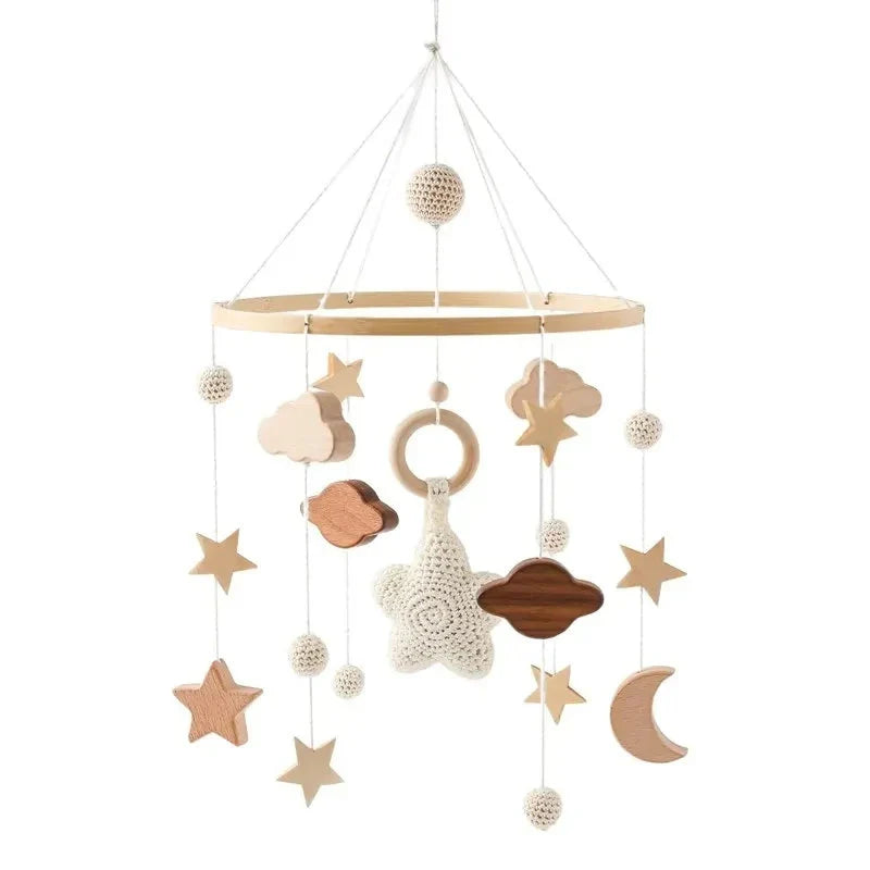 Wooden Baby Rattle Crib Mobile Holder for Newborns